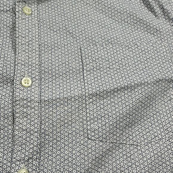 Gap Button Down Shirt Mens XL‎ White/Blue Slim Fit Collared Geometric Print - Picture 2 of 9